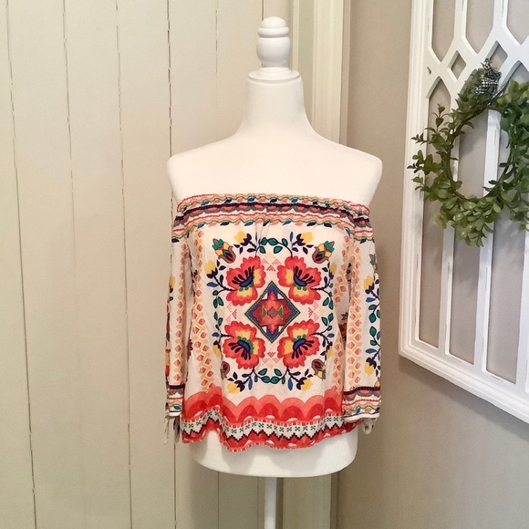 Flying Tomato Tops - Anthropologie off the shoulder floral shirt XS